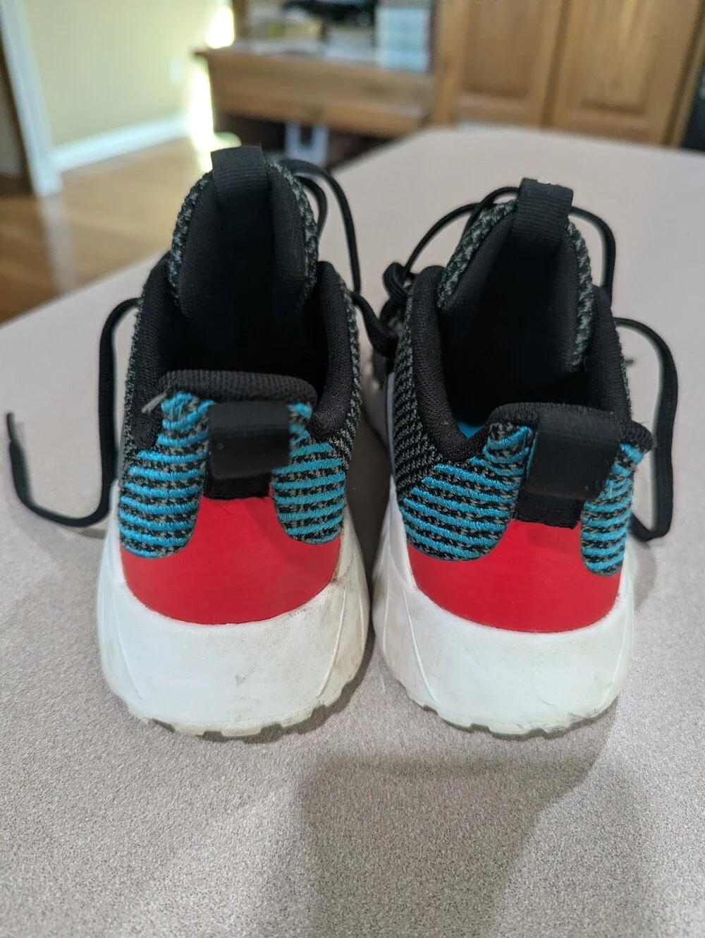 Youth Boys Gray/Black Adidas Shoes, Size 3